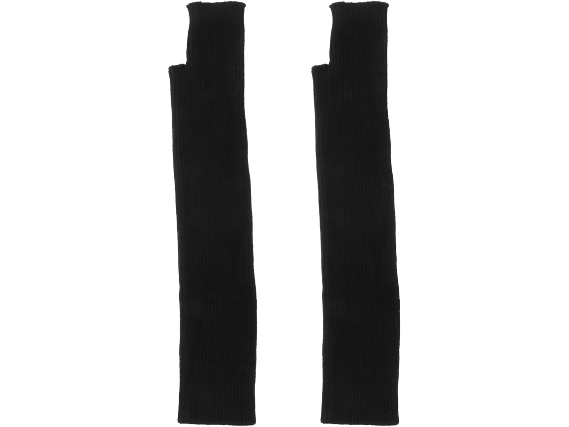 Luvas De Malha Sem Dedos Em Fleece Com Orifícios Para Os Polegares, Elásticas.
