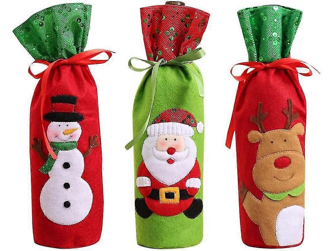 Carta de vinos navideña, bolsa de regalo para botellas de vino, bolsa con cordón para tapón de botella. Hengjian