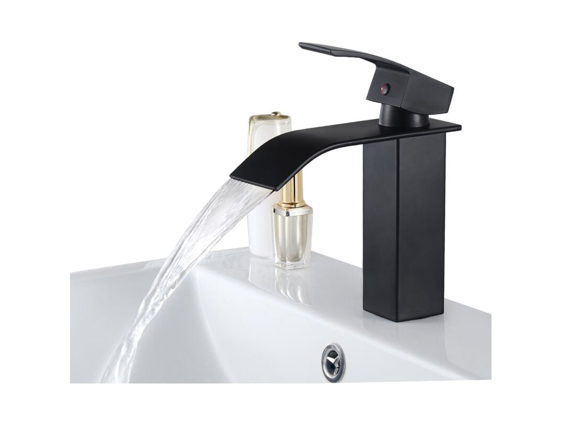 JILLIOPER Grifo Mezclador Negro Moderno para Baño Grifo de Lavabo Mezcla Fría y Caliente