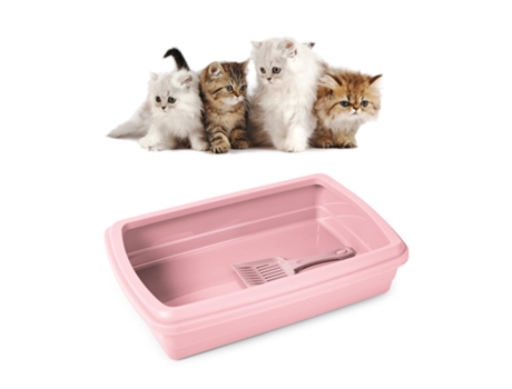 PLASTIC FORTE Max - Arenero para Gatos con Marco y Pala Recogedora Incluida. Rosa
