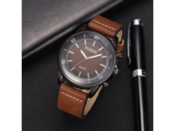 Reloj De Cuarzo Hombre Con Correa De Cuero Pu Estilo Casual Fashion Dial Grande Marrón