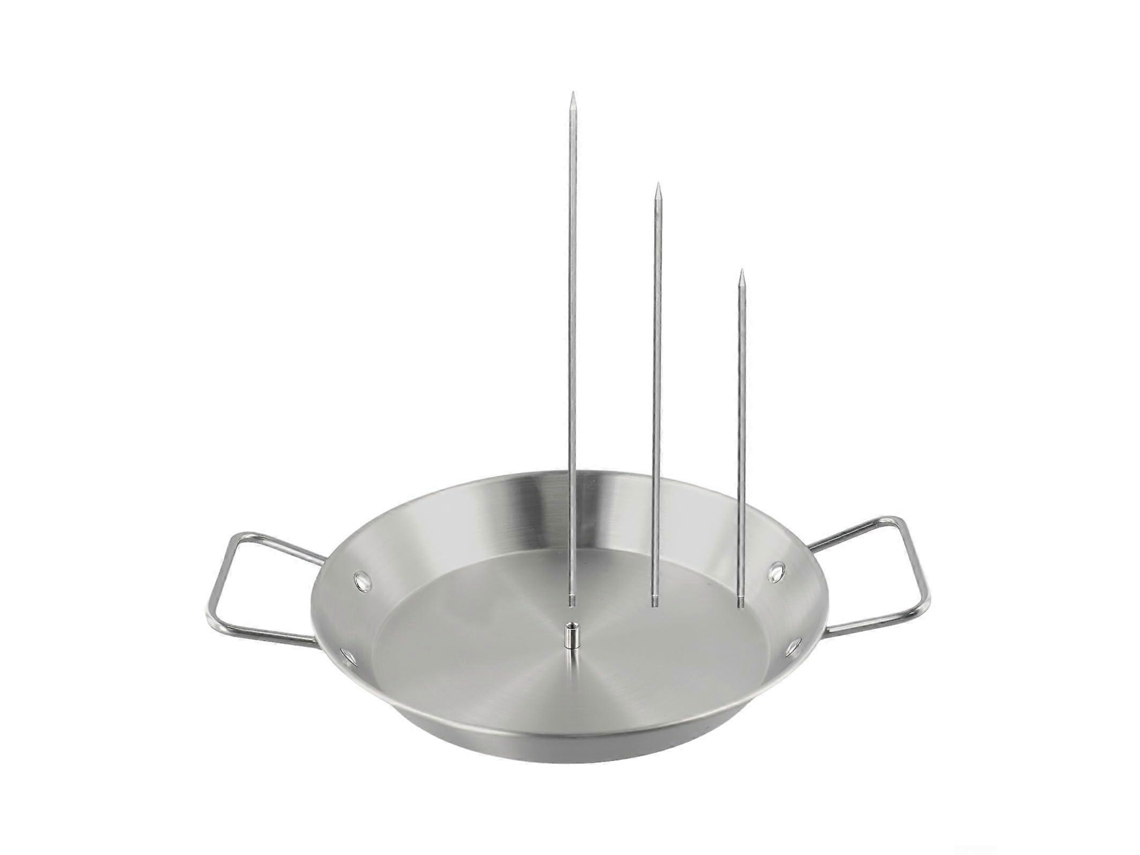 Brochetas de acero inoxidable para barbacoa con 3 puntas para asar carne de forma fácil y rápida.