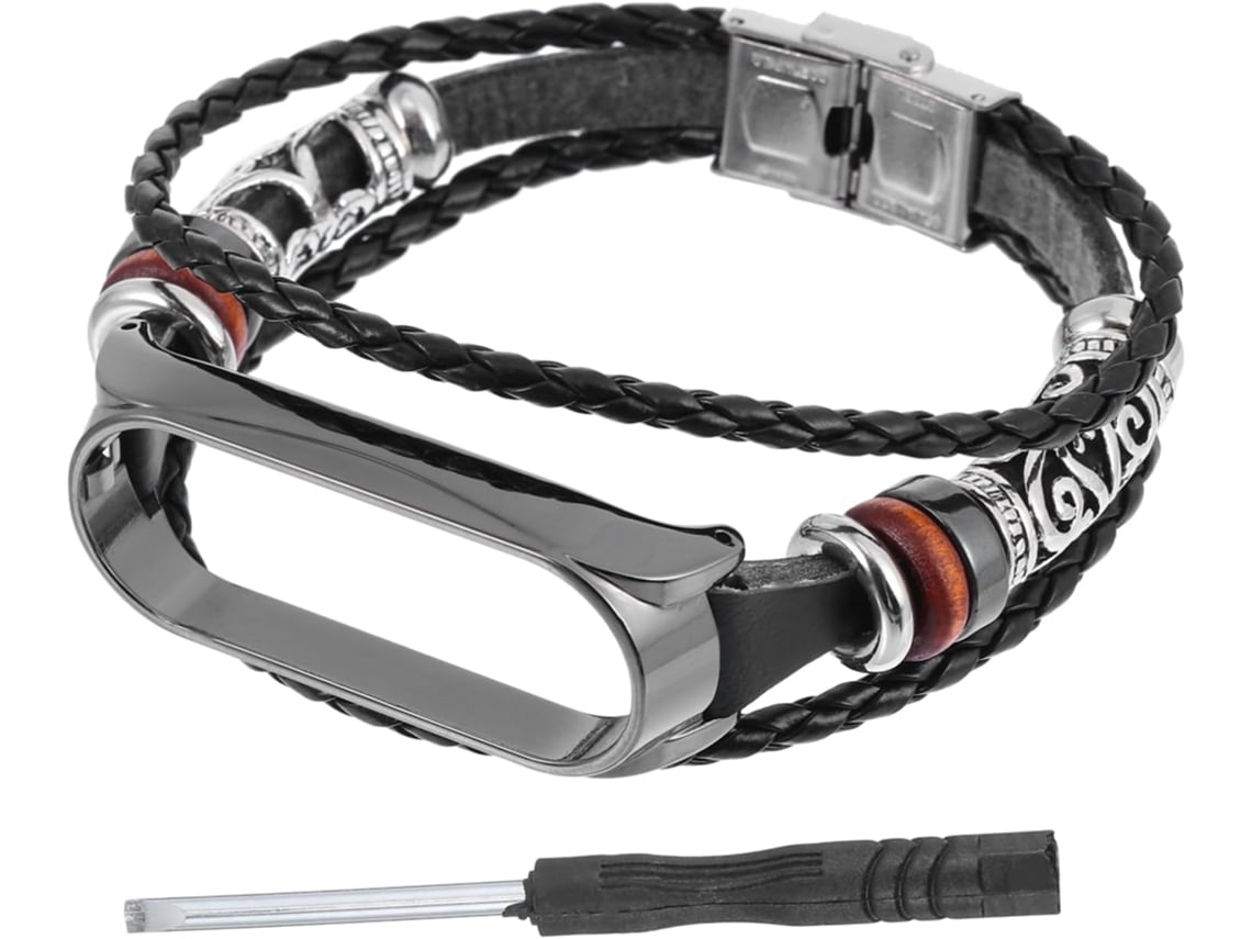 Conjunto de 3 pulseras con 5 cuentas NFC de repuesto y correas de cuero.