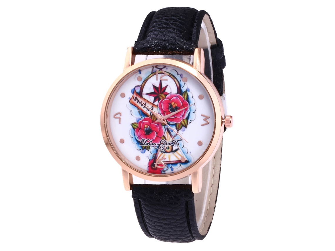 Reloj Casual De Cuarzo Para Estudiantes Con Correa De Cuero Pu Negro