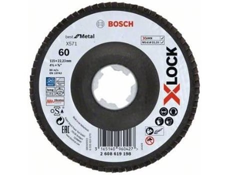Disco de Láminas BOSCH X-Lock - Versión Cóncava - Placa de Fibra - 115 Mm - G 60 - X571 - Best para Metal - 1 Pieza