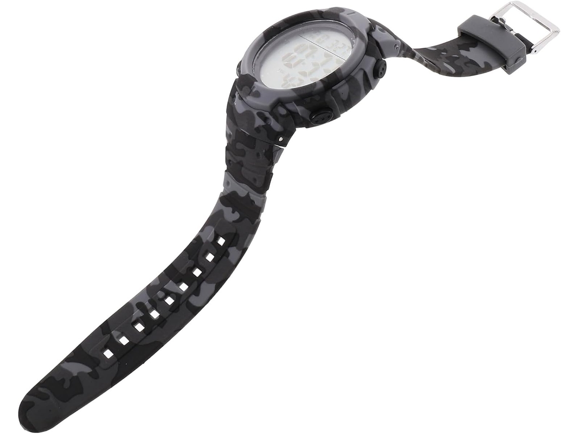 Relógio Esportivo Digital Multifuncional Com Tela Led Grande, Camuflagem Cinza, À Prova D'água, Unissex.