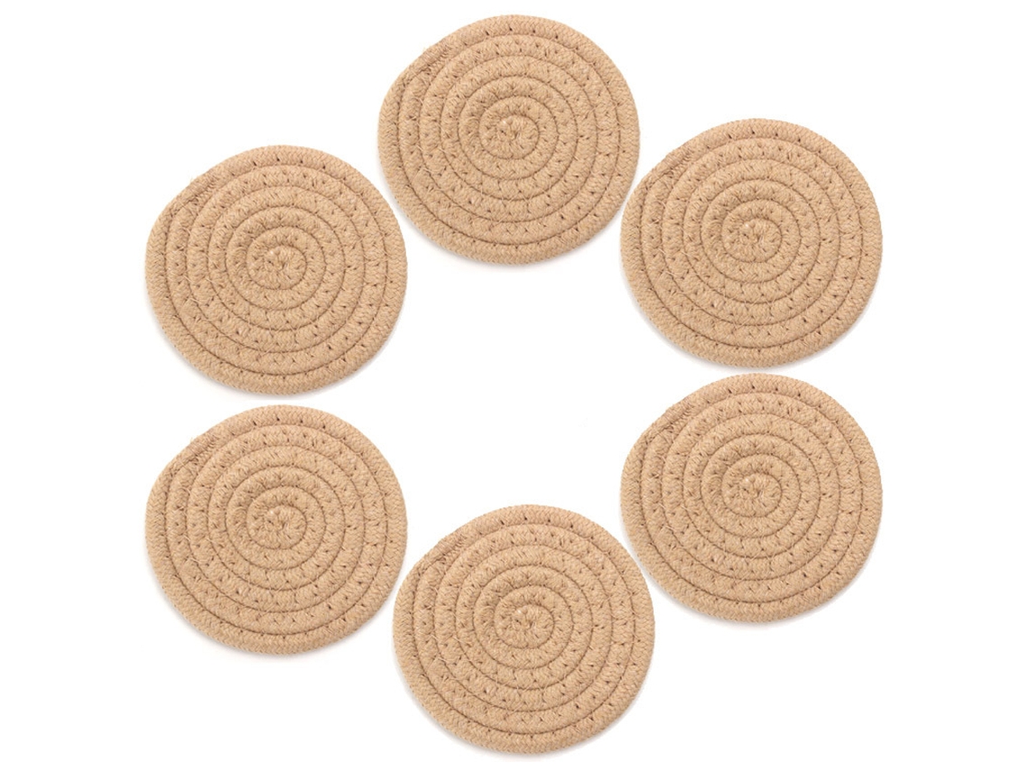 Juego de 6 posavasos de té aislantes, fabricados con cuerda de algodón trenzada de 11 cm. TRUYUETY