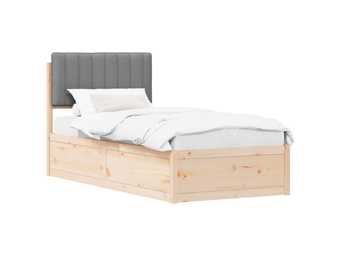 Maison Exclusive - Estructura De Cama Con Cabecera Tapizada Gris Claro 90 X 190 Cm