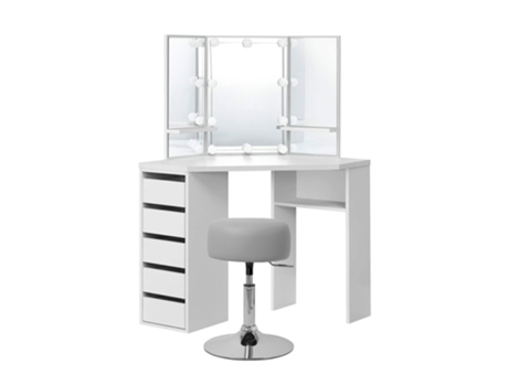 Tocador Espejo Escritorio Maquillaje Comoda Led ML-DESIGN Gris (110x141.5x54)