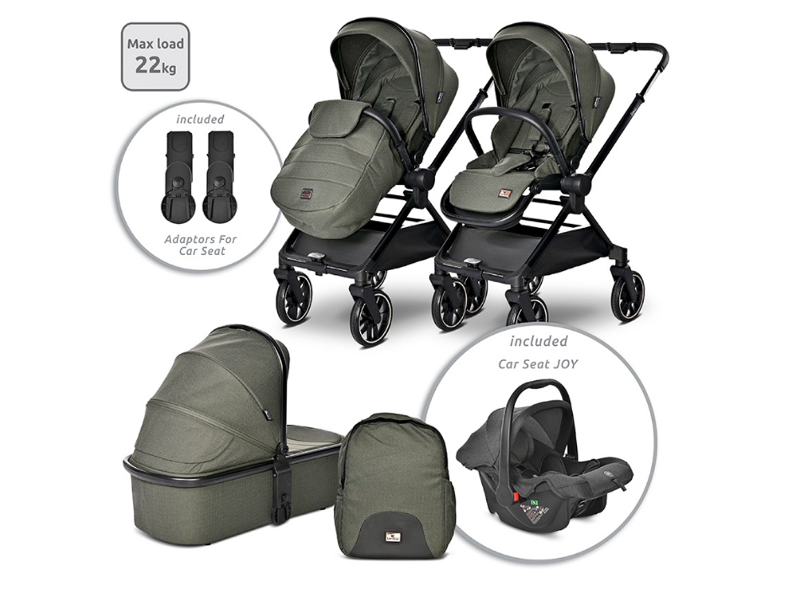 Cochecito de Bebé 3 en 1 con Manillar Reversible LORELLI Reya Verde