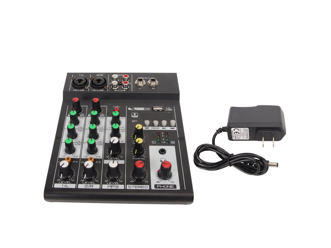 Mixer Bluetooth 4 Canais Com Suporte A Pen Drive Mini Placa De Mixagem Para Streaming Ao Vivo Karaokê Gravação Plug Us 100‑240v