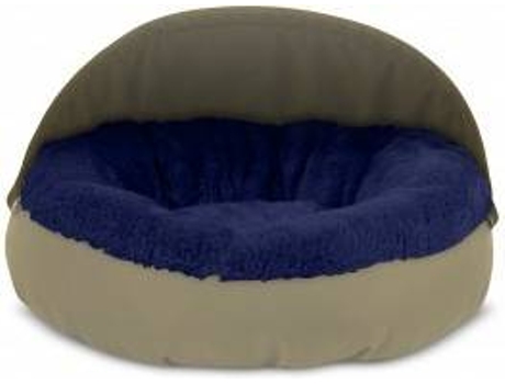 Cama Redonda para Perros y Gatos GAUTY Tela Impermeable y pelo (Azul y Beige - 57 cm)