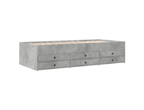 Tumbona con cajones madera ingeniería gris hormigón VIDAXL (90 x 190 cm)