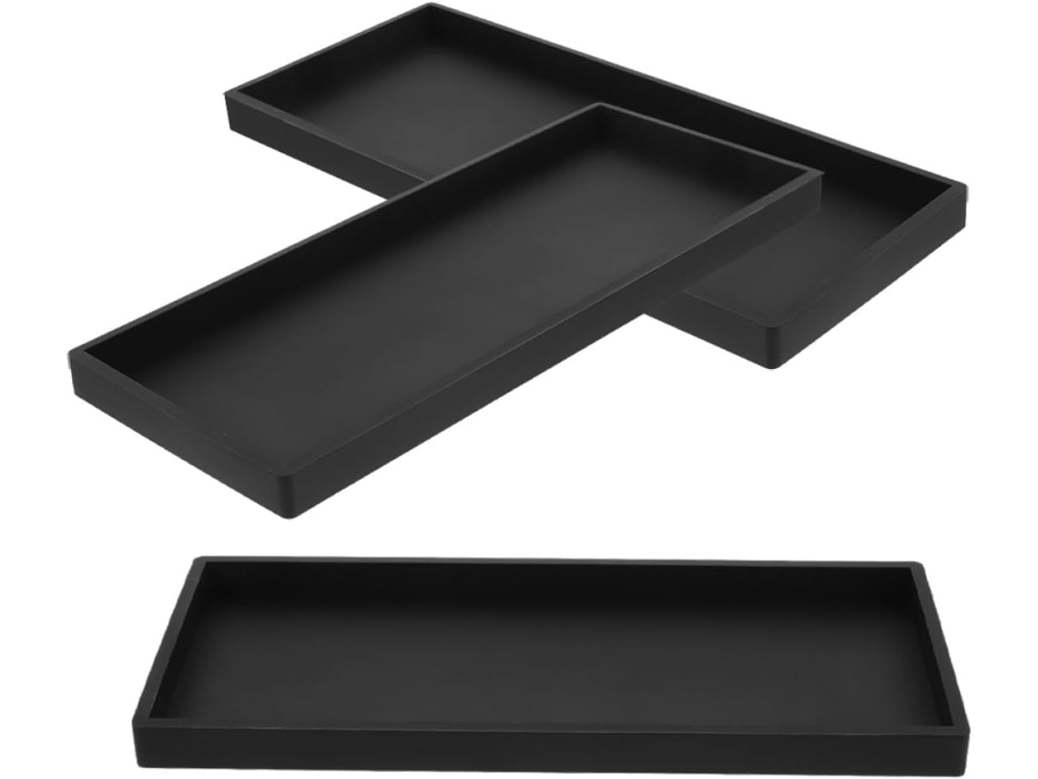 Juego de baño de silicona negra, 10x20 cm, para portacepillos de dientes con 3 bandejas. CHABERLU