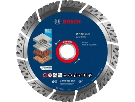 Disco de Lija BOSCH Expert Multimaterial 180x22,23x2,4x12 mm para Amoladoras Grees con Tuerca de Bloqueo