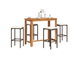 Pcs Conjunto De Bar P/ Jardim Acácia Maciça/vime Pe Castanho Dkd Home Decor