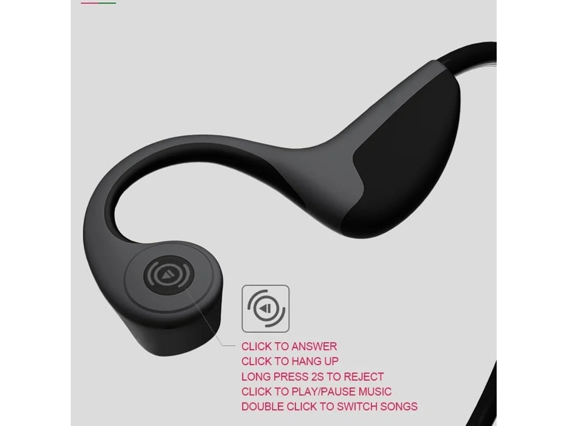 Auriculares Condução Óssea Ouvido Aberto Sem Fios Hifi Yizhood Titanio Bluetooth Negro