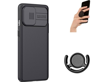 Funda, Soporte y Popsocket OnePlus 8T PHONESHIELD Camshield Nillkin Negro