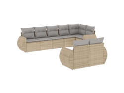 Conjunto 8 de sofás de jardín con cojines beige VIDAXL ratán PE
