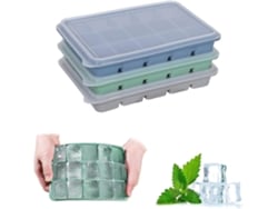 3 Moldes De Hielo De Silicona Con Tapa Anti-derrame, Facil Liberación, Flexible, Para Bebidas Frías, Comida Bebé Y Whiskey