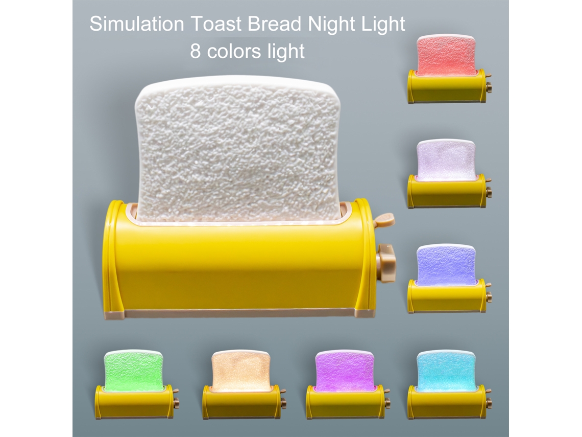 Bj-lâmpada De Noite 3d De Pão Torrado Led Recarregável Decorativa Para Quarto Luz Ambiente Mesa De Cabeceira Econômica Em Energia