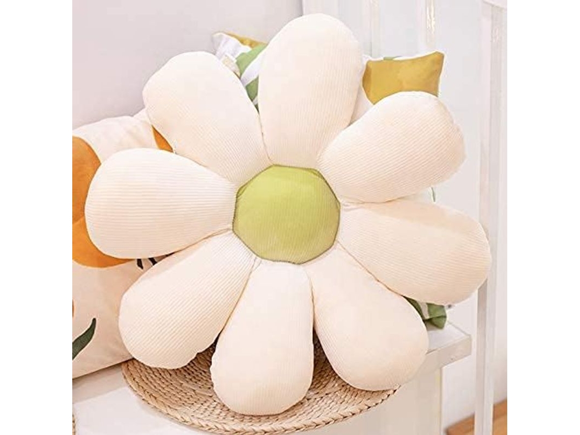 2026-almohada Decorativa Floral De Peluche Blanca Y Verde Para Cama Sofá 60cmx60cm