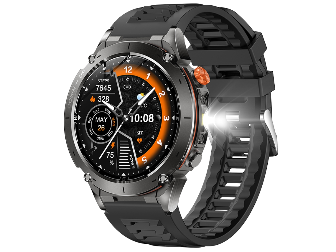Reloj inteligente deportivo Y101 con GPS, pantalla AMOLED resistente al agua hasta 3 ATM y modos de natación Chronus (negro)