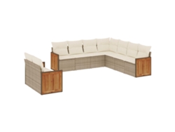 Conjunto 9 de sofás de jardín VIDAXL con cojines ratán sintético beige
