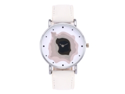 Reloj De Pulsera Unisex De Cuarzo Zhoulianfa, Correa Vaquera, Esfera Redonda, Blanco Informal.