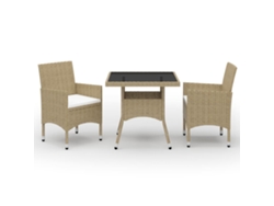 Pcs Conjunto De Jantar Para Jardim Vime Pe E Vidro Bege Dkd Home Decor