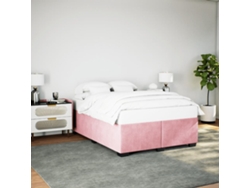 Estructura De Cama Sin Colchón Terciopelo Rosa 140x190 Cm