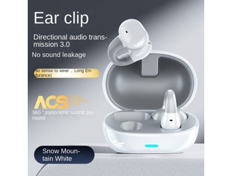 Auriculares Bluetooth True Wireless Clip de oído deportivo de conducción ósea 5.3 con micrófono de reducción de ruido blanco