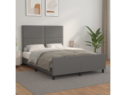 Estructura De Cama Sin Colchón Cuero Sintético Gris 140x190 Cm