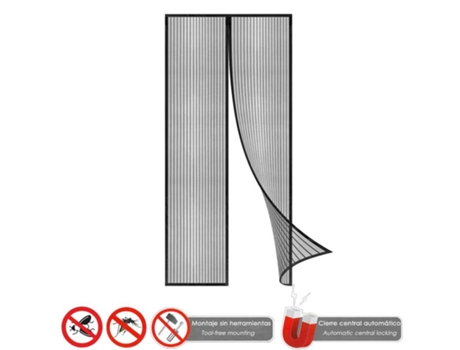 Cortina mosquitera para puertas con cierre central magnetico automatico 120 x 240 (alt.) cm. color negro.
