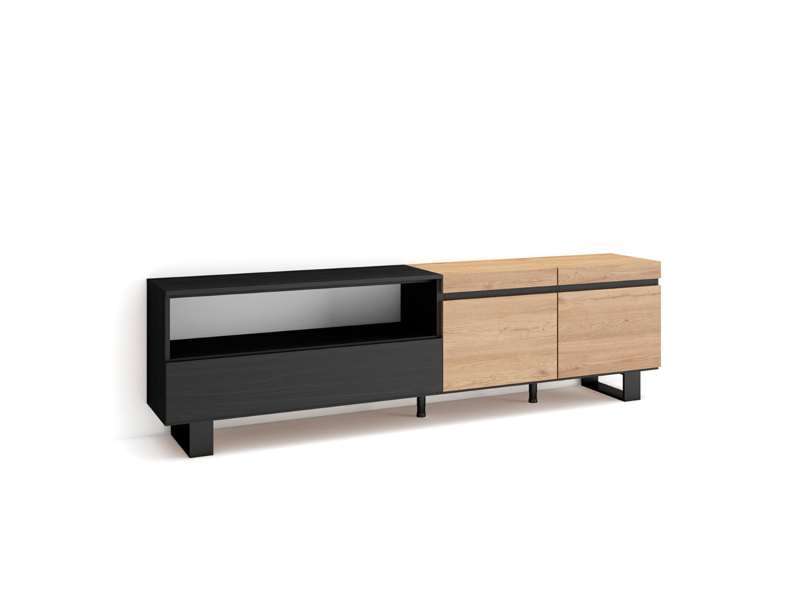 Mueble TV Televisión 200x57x35cm Para TV hasta 80 Diseño industrial Roble y negro