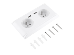 Enchufe de pared multifuncional con dos puertos USB para cargar teléfonos móviles y dispositivos eléctricos (sin marca).