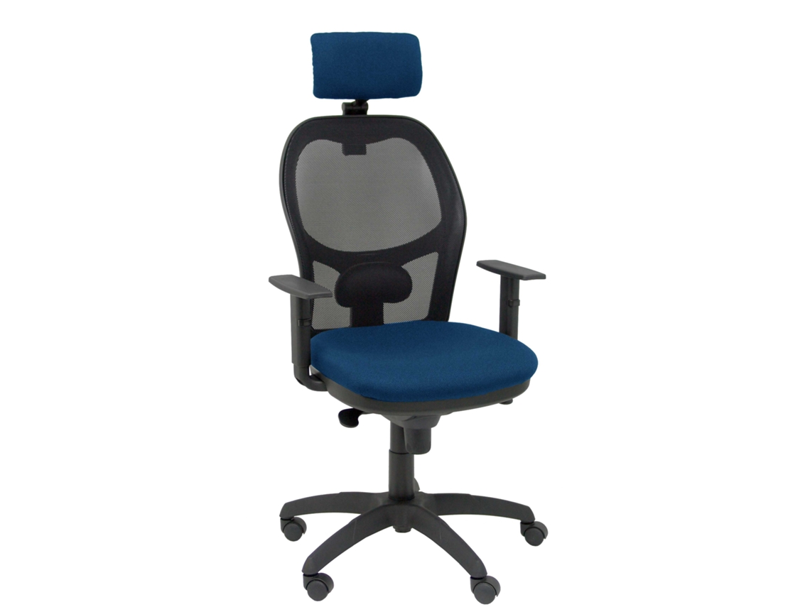 Silla De Oficina Jorquera Con Mecanismo Sincro Tapizada Con Tela Color Azul Marino Y Malla Color Negro