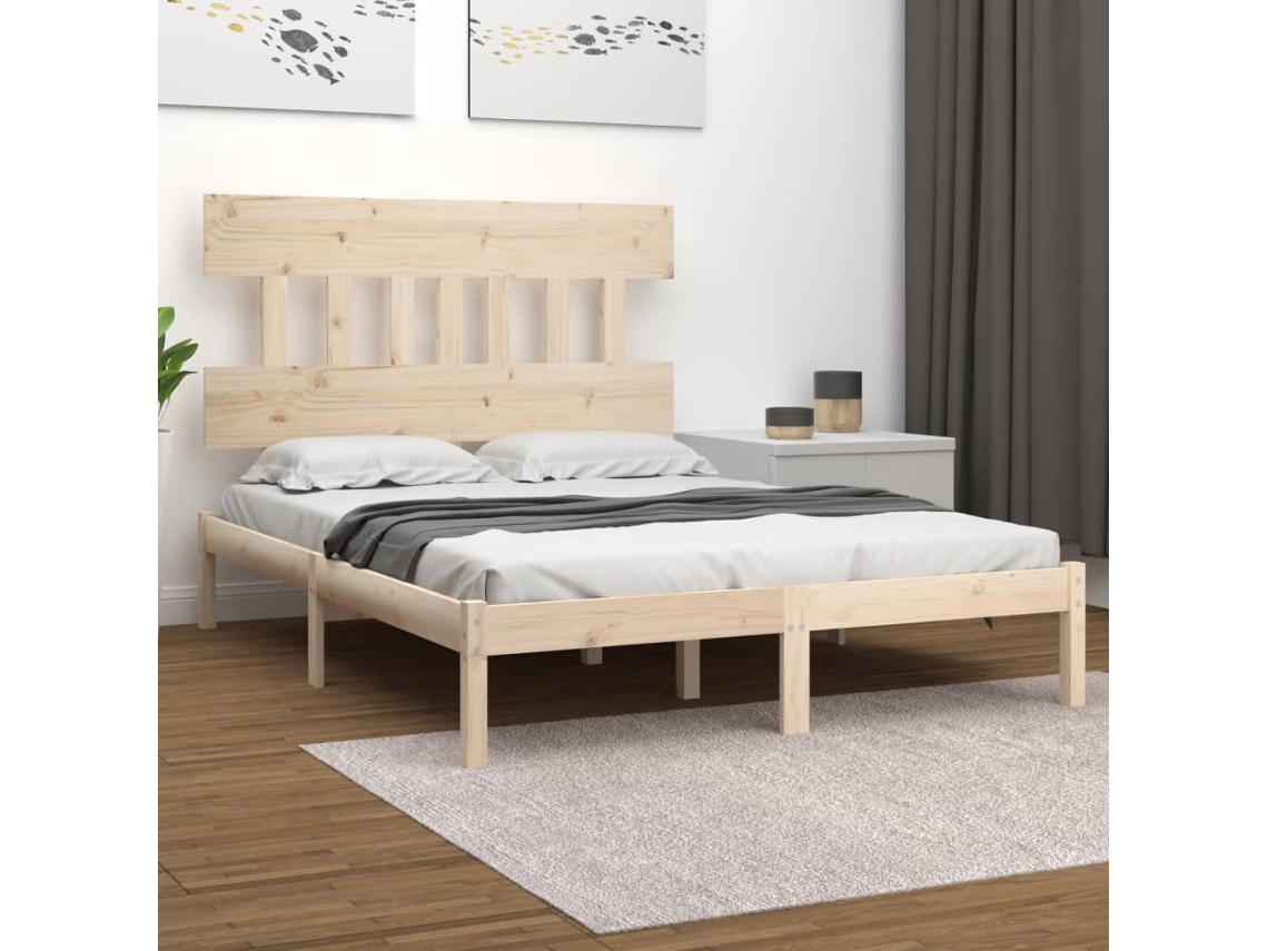 Estructura De Cama De Madera Maciza 120x200 Cm