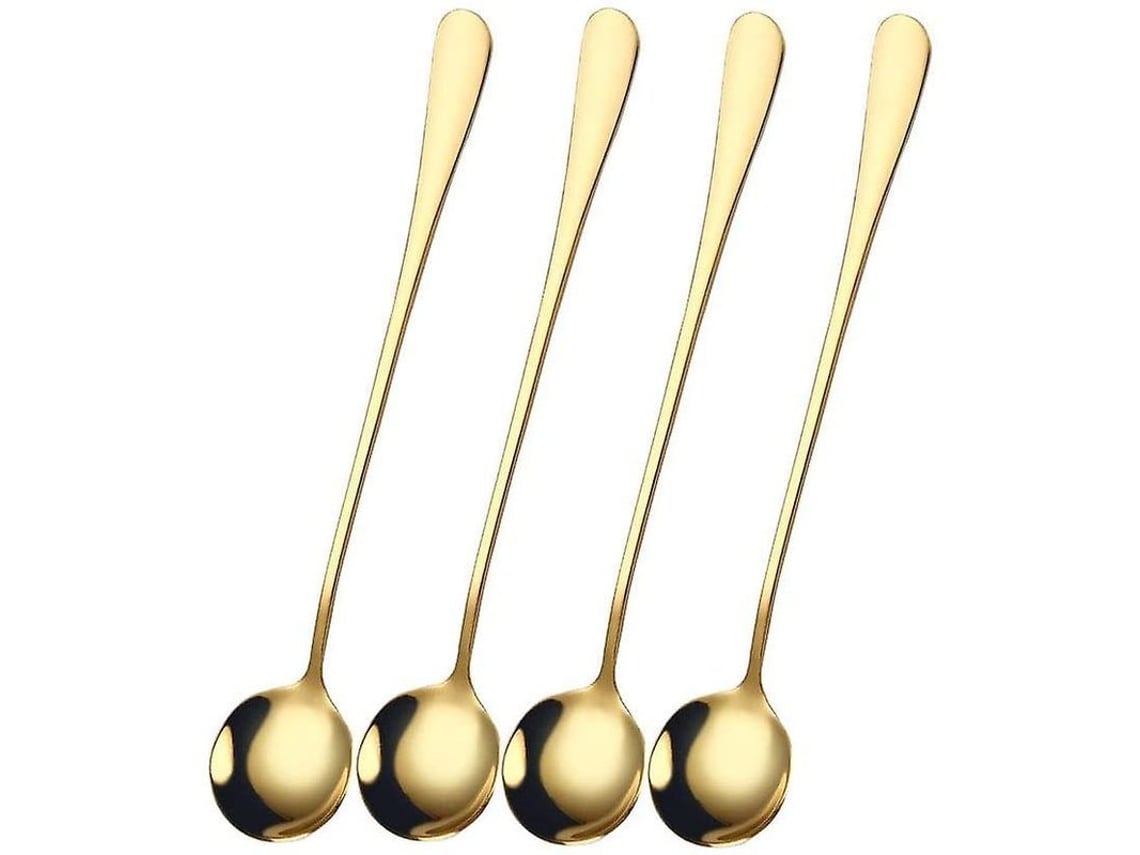 Cuchara De Acero Inoxidable Con Mango Largo Para Cócteles Y Batidos. 4 Unidades.