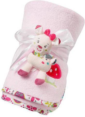 Manta Yupitime Veado rosa fehn 076868 suave con diseño cervatillo para acurrucarse niños pequeños desde el nacimiento medidas 100 75
