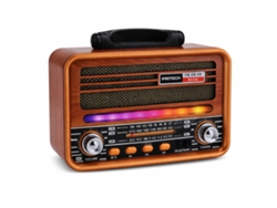 Coluna/rádio Portátil Com Rádio Fm/am/sw (3 Bandas), Bluetooth, Usb/tf E Bateria 18650 Pritech Rd-016 Castanho