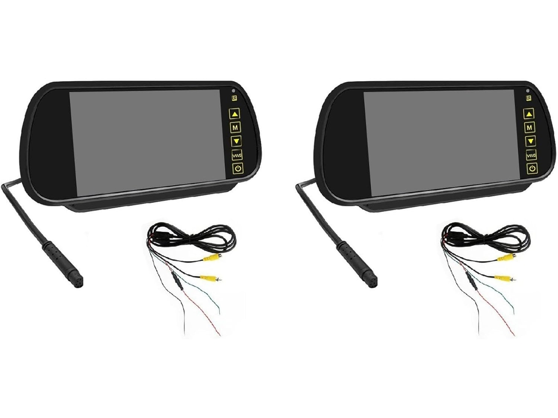 Paquete De 2 Monitores Lcd De 7 Pulgadas Para Espejos Retrovisores De Coche