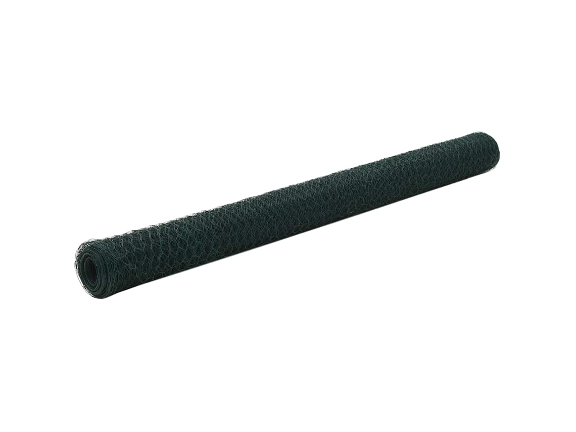 Valla de alambre para gallineros de 25 x 1,5 m, de acero con revestimiento de PVC verde, DKD HOME DECOR