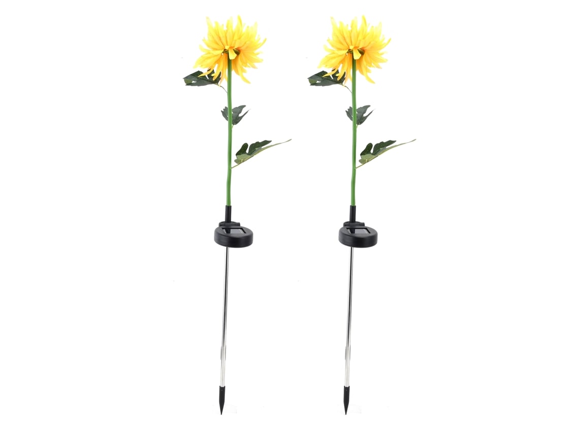 2026-2pcs Lámpara Solar Led De Flores De Crisantemo Para Jardín Exterior Patio Jardin Amarillo