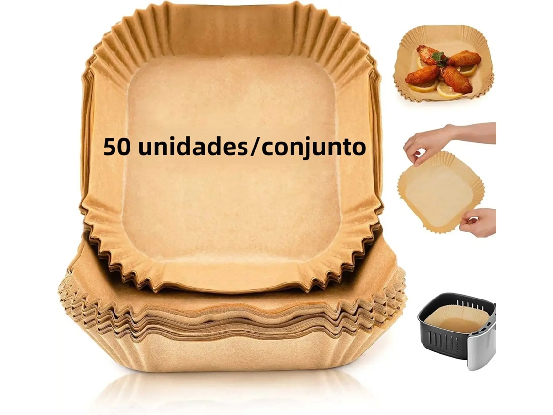 (50 Piezas) Papel De Horno Desechable, Apto Para Freidoras De Aire Y Parrillas.