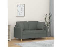 Sofá De 2 Plazas Con Cojines Tela Gris Oscuro 120 Cm
