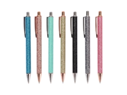 7pcs Bolígrafos Tinta Negra Estilo Glitter Clip Libro Desmontable Para Escuela Oficina Negocios