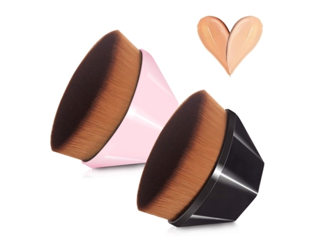 Brochas De Maquillaje Impecables Para Base, Brocha Hexagonal Kabuki, Brocha De Maquillaje En Forma De Pétalo (Negro Y Rosa) ZMDECQNA 2 Un