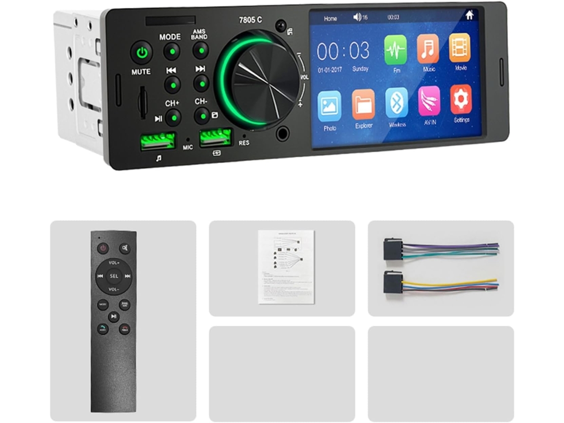 Autorradio Din De 4,1 Pulgadas, Reproductor Multimedia Mp5, Pantalla Táctil, Bluetooth.