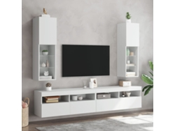 Muebles De Tv Con Luces Led 2 Uds | Mueble De Salón | Cabinet De Tv Blanco 30,5x30x102 Cm Wsd868981